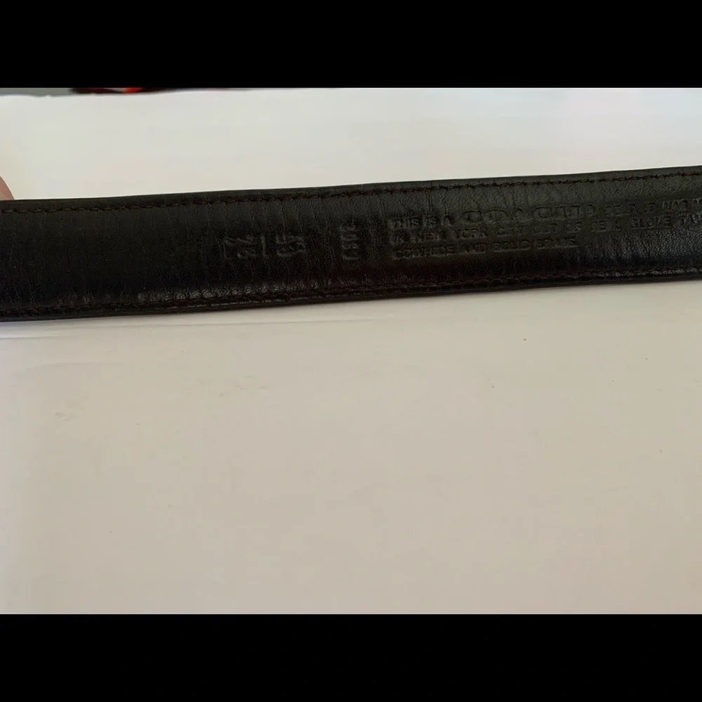 Mens dark brown‎ coach leather belt